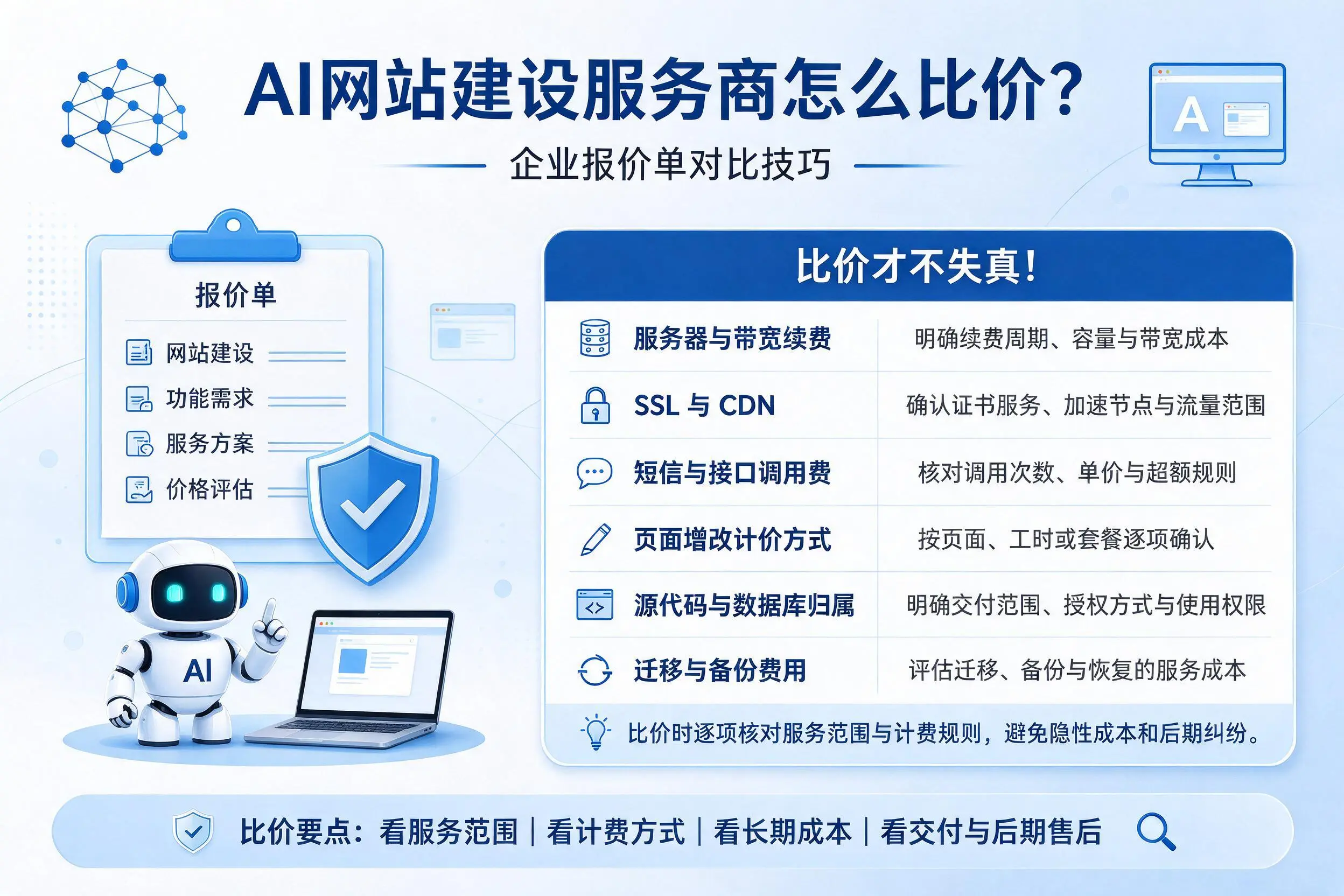 AI网站建设服务商怎么比价？定西企业报价单对比技巧